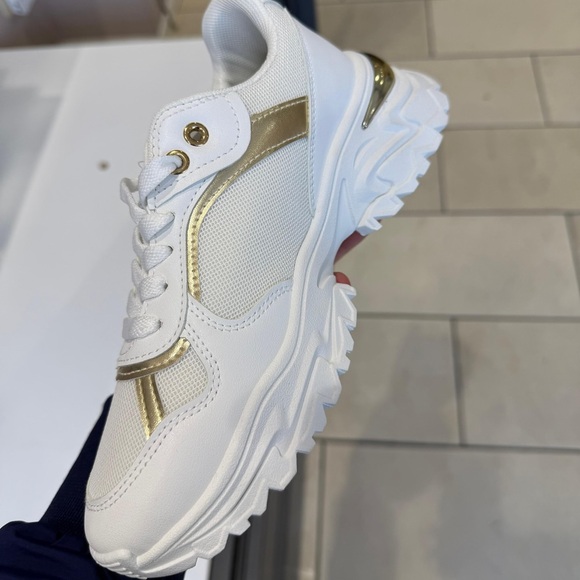 Cavalli Class White Sneakers with Gold Highlights - Picture 6 of 9